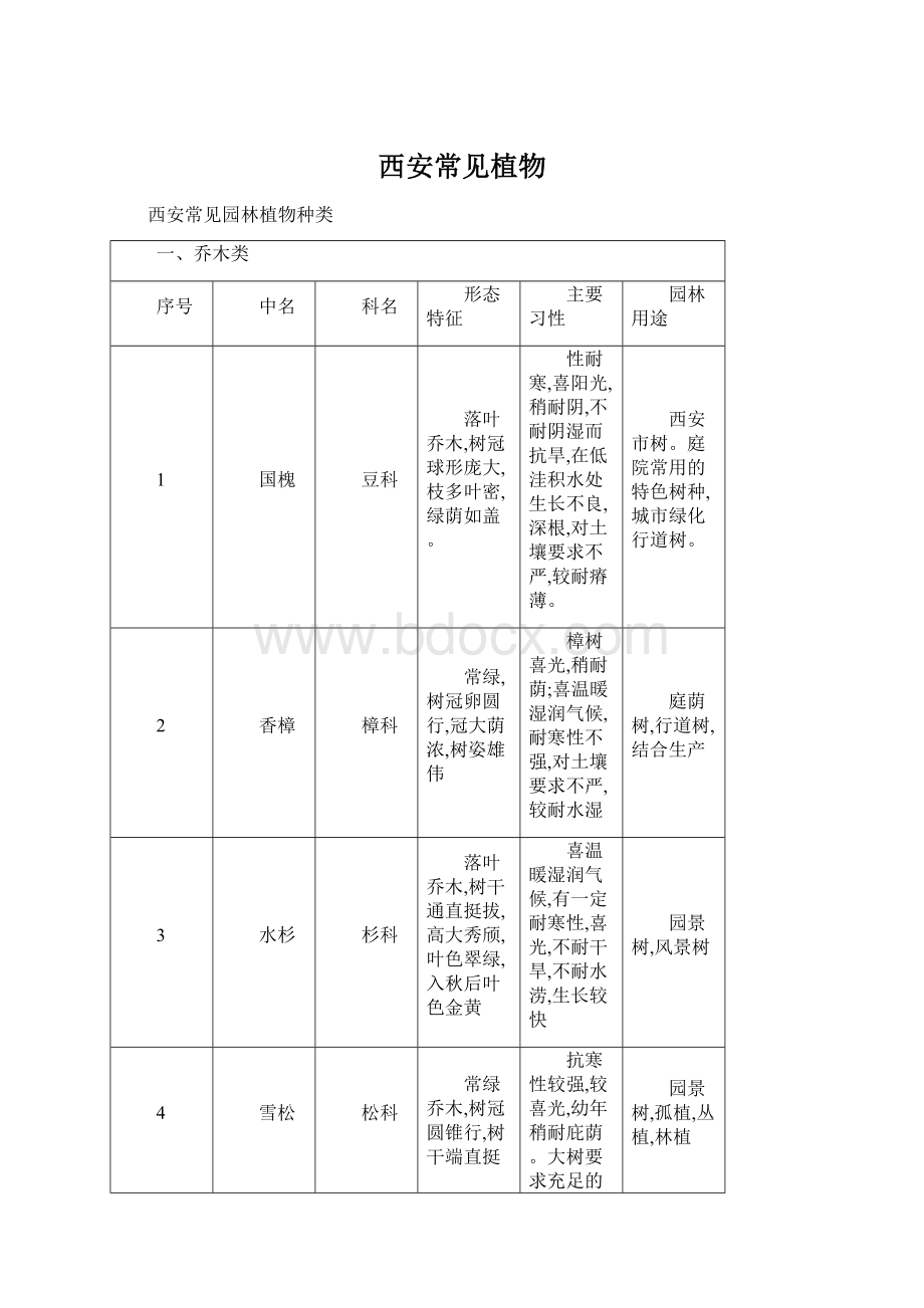 西安常见植物Word下载.docx