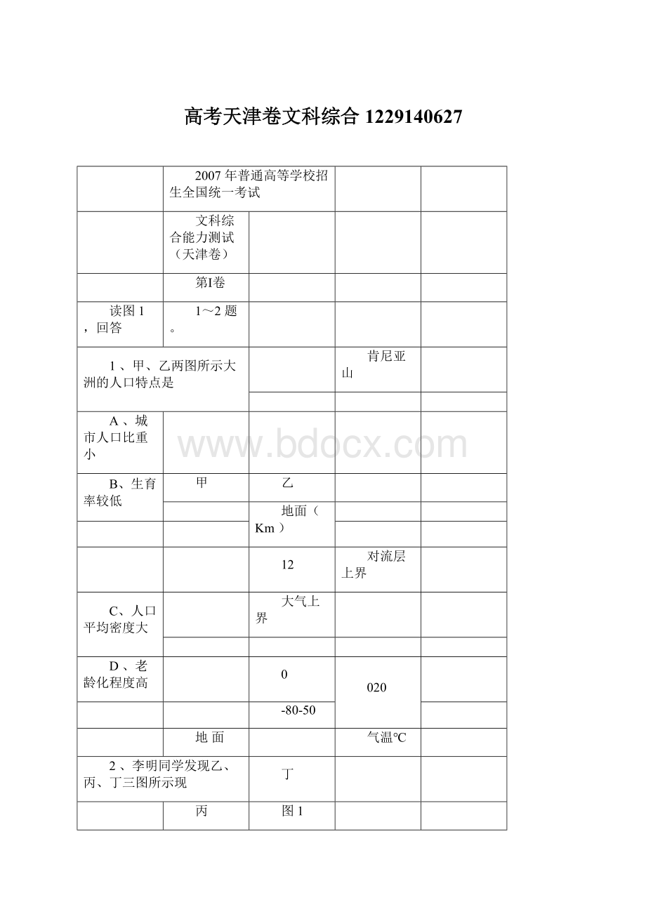 高考天津卷文科综合1229140627Word文件下载.docx