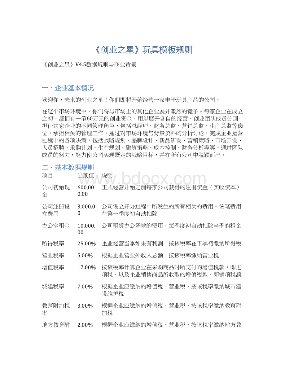 《创业之星》玩具模板规则文档格式.docx