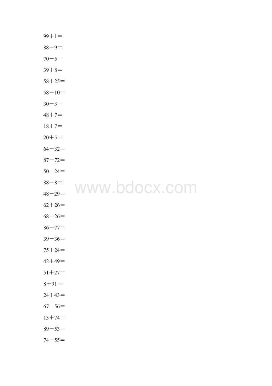 一年级数学100以内加减法计算题1Word文档下载推荐.docx_第2页