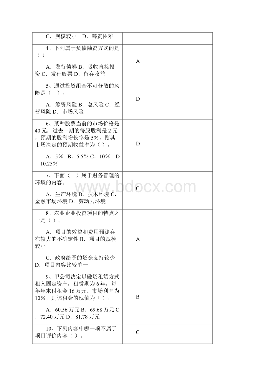 农业企业财务管理与分析模拟试题.docx_第2页