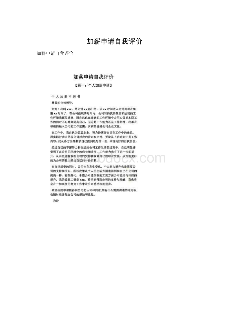 加薪申请自我评价Word文档格式.docx