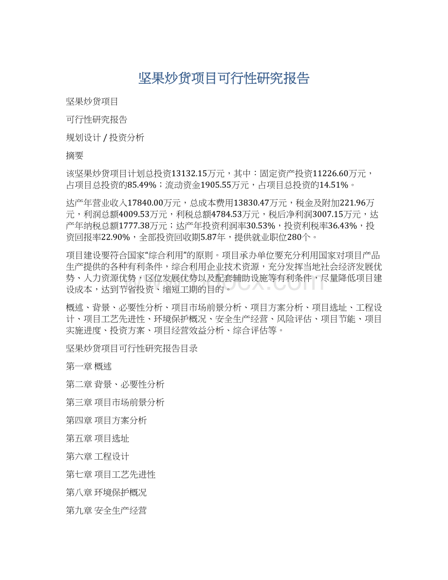 坚果炒货项目可行性研究报告.docx_第1页