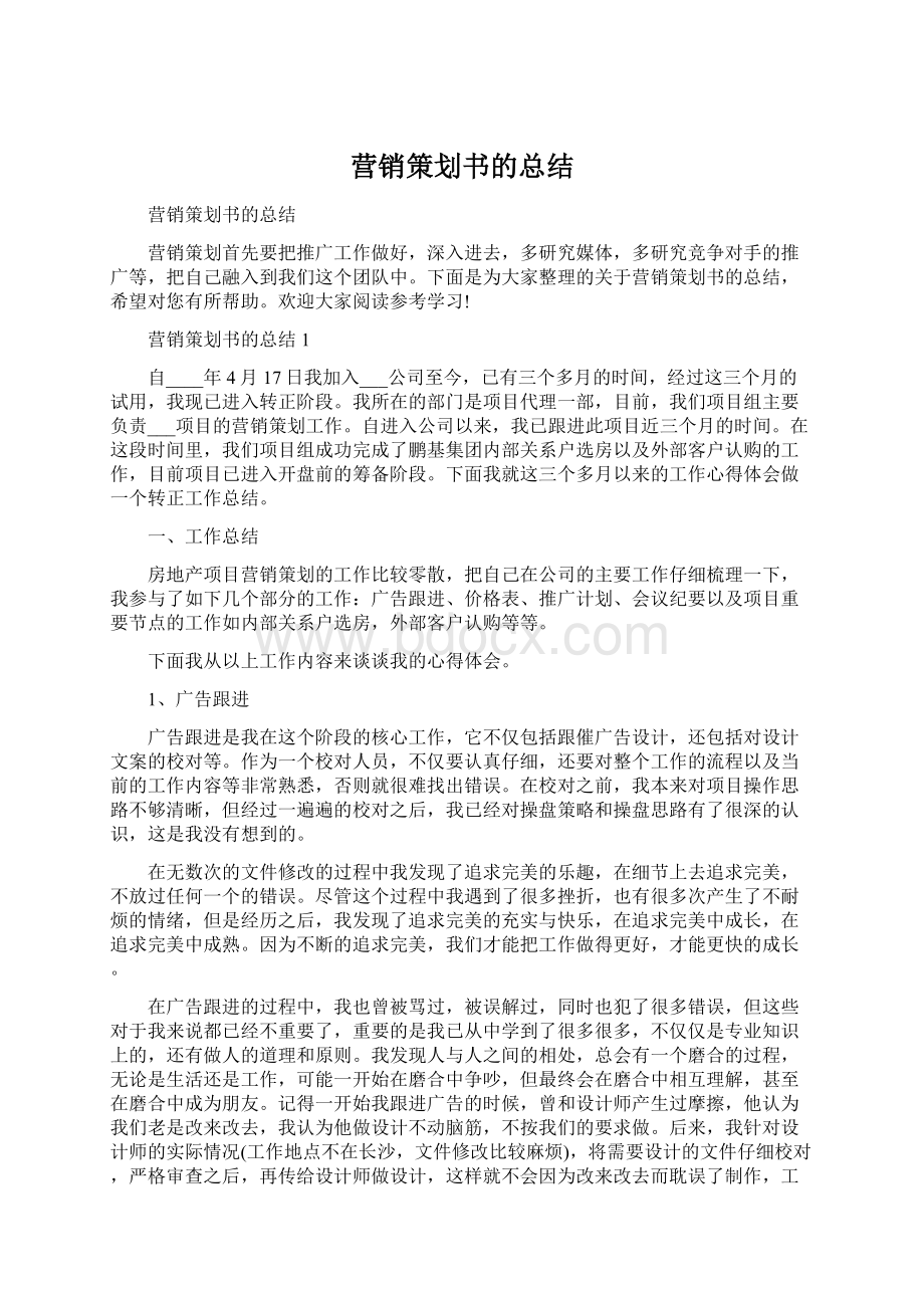 营销策划书的总结.docx_第1页