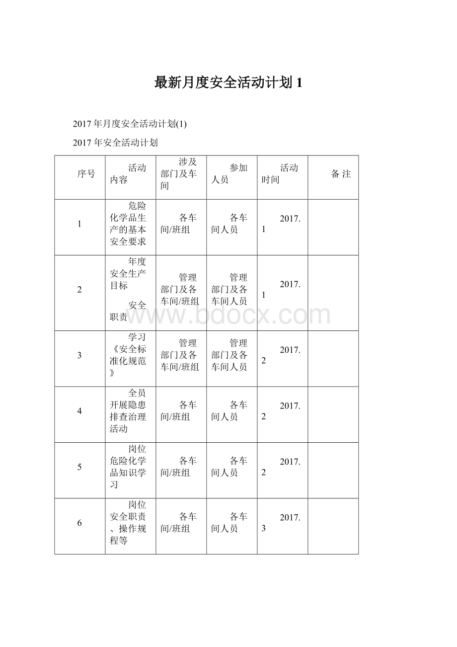 最新月度安全活动计划1.docx