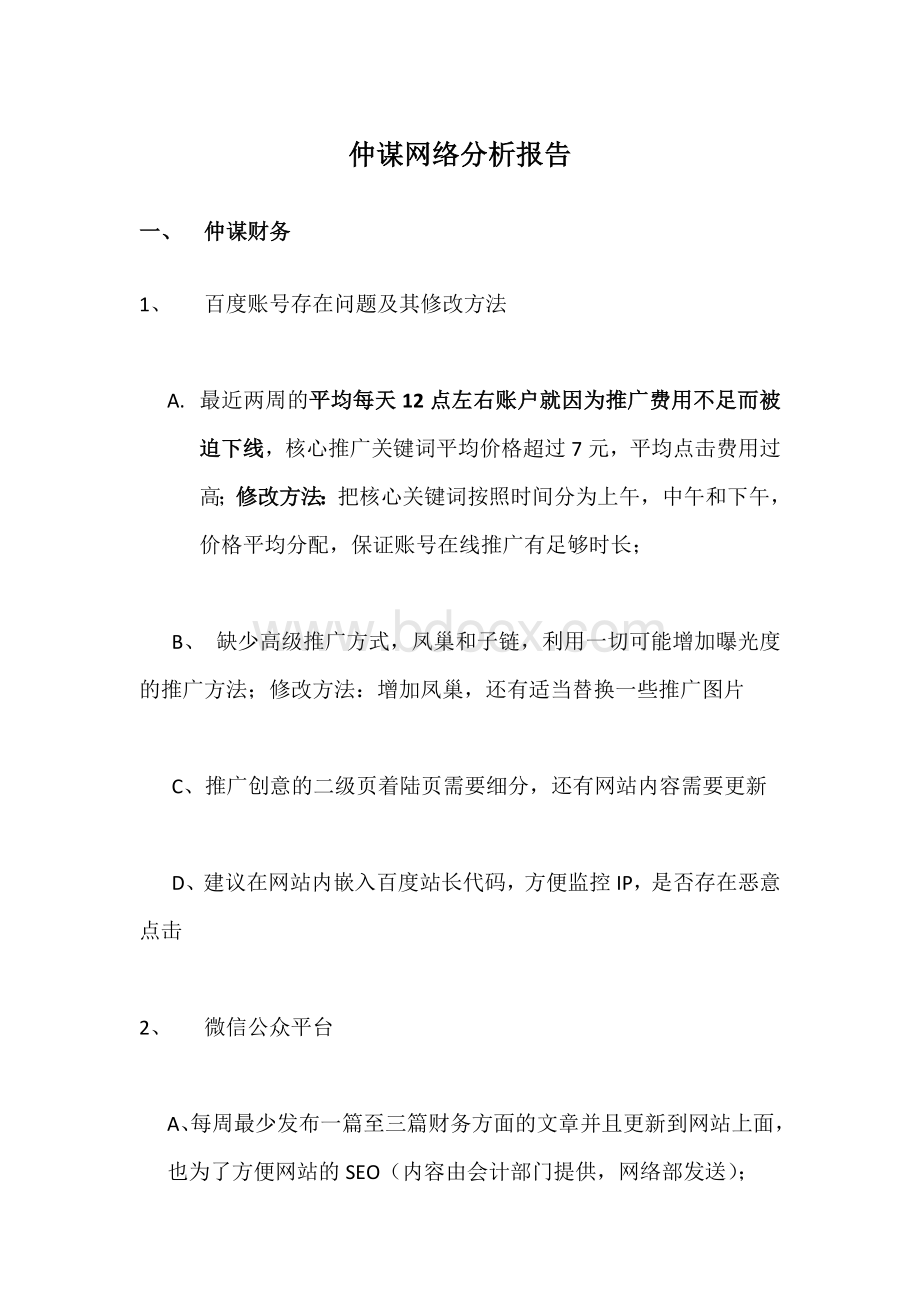 仲谋网络推广分析报告文档格式.docx