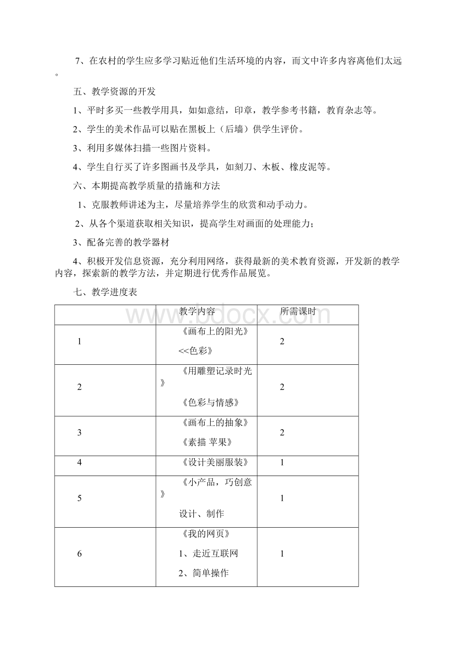 九年级下学期美术教学计划新版Word文档格式.docx_第2页