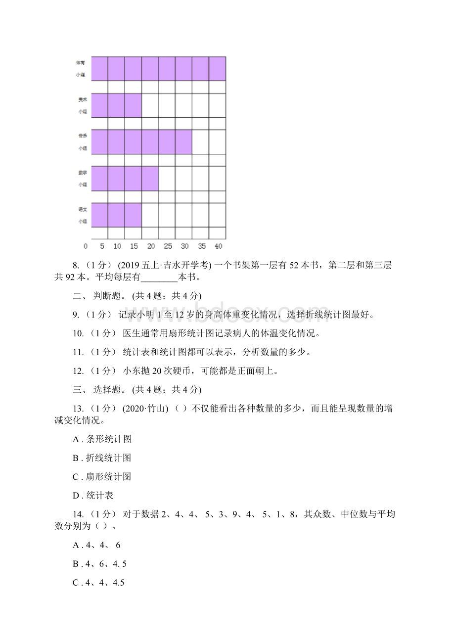 学年小学数学人教版六年级下册 整理与复习统计与概率 单元卷D卷.docx_第2页