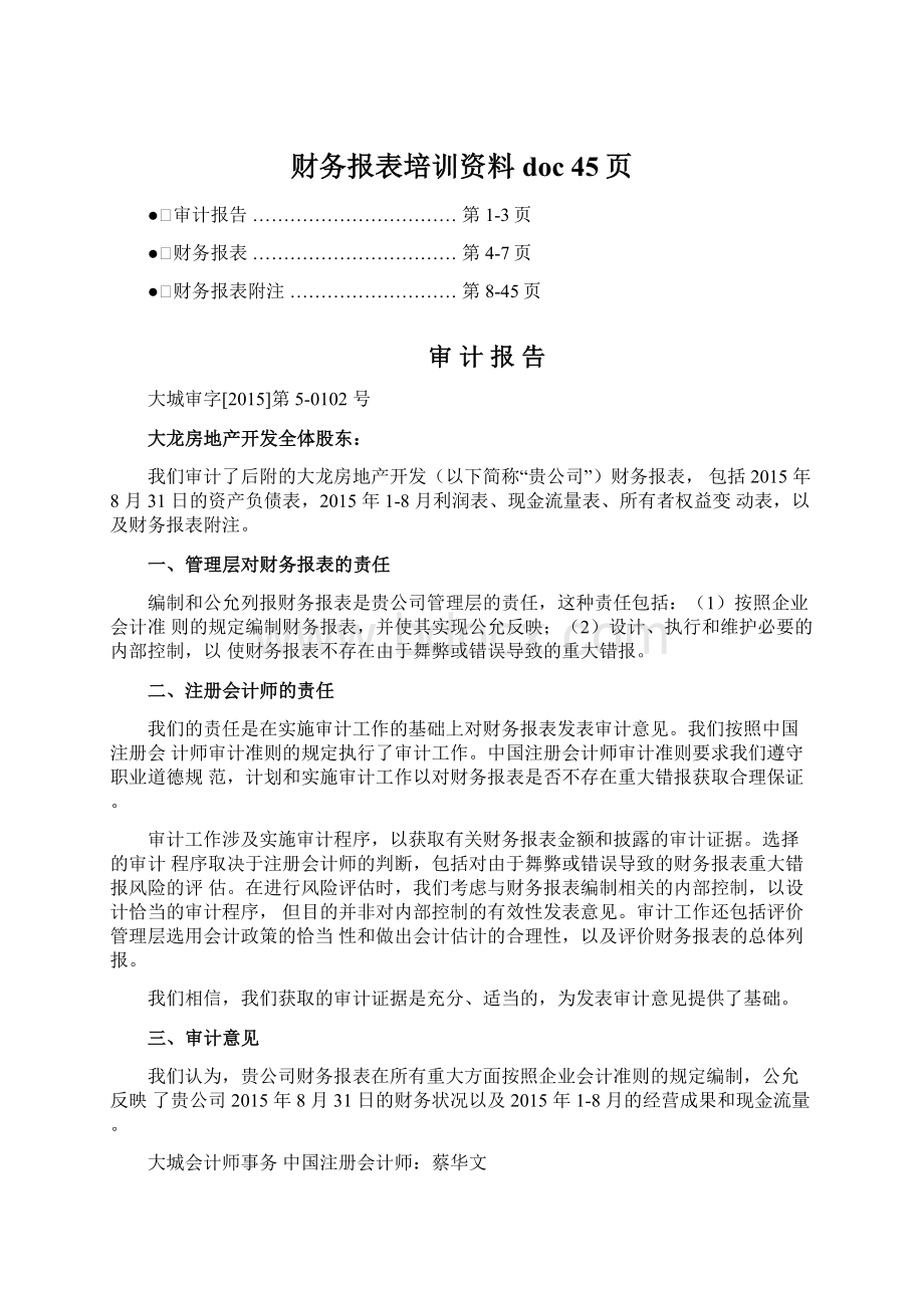 财务报表培训资料doc 45页Word文档下载推荐.docx_第1页