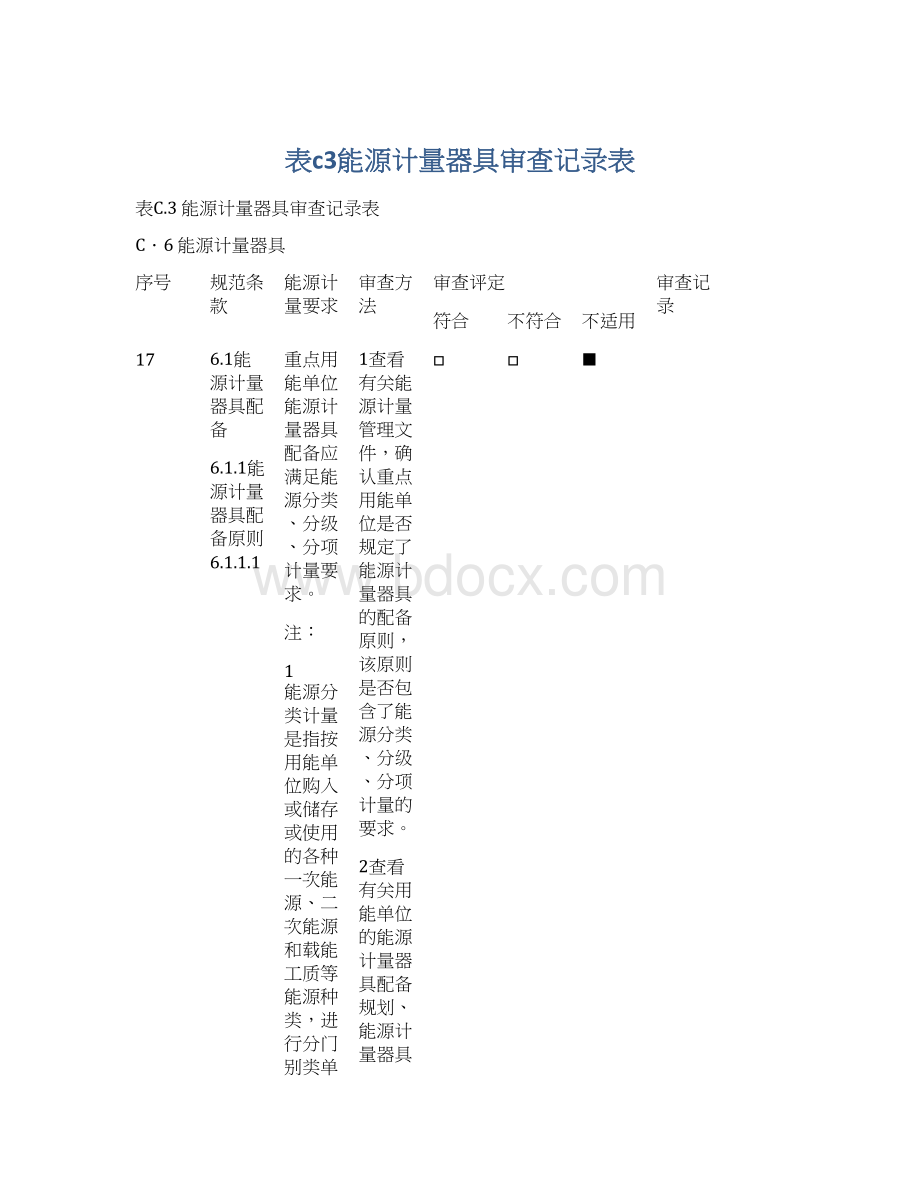 表c3能源计量器具审查记录表.docx