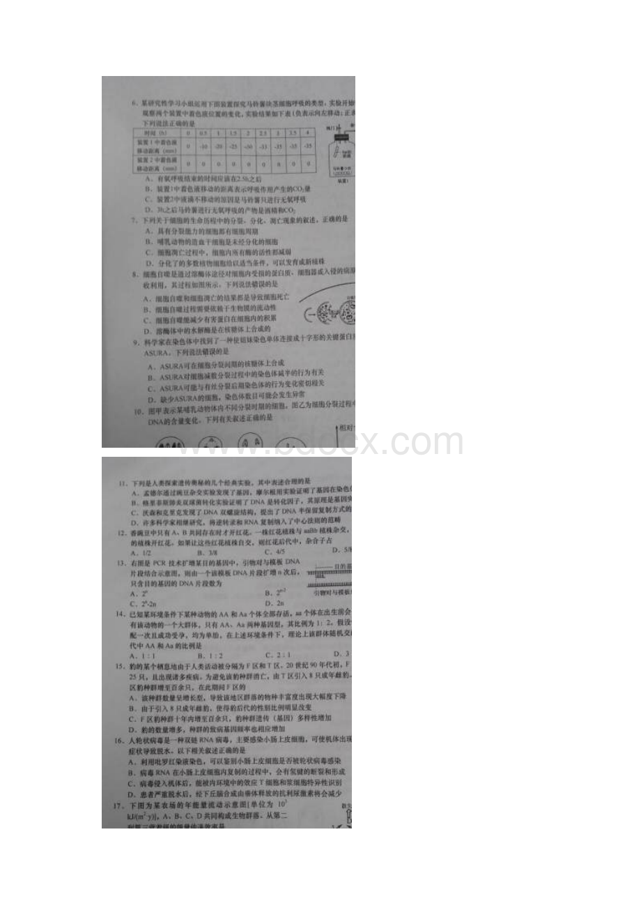 江苏省如皋市学年高三上学期教学质量调研三生物试题 扫描版含答案.docx_第2页