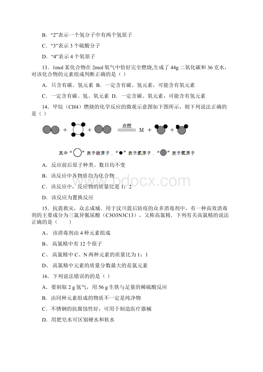 中考化学复习精选训练 化学用语.docx_第3页