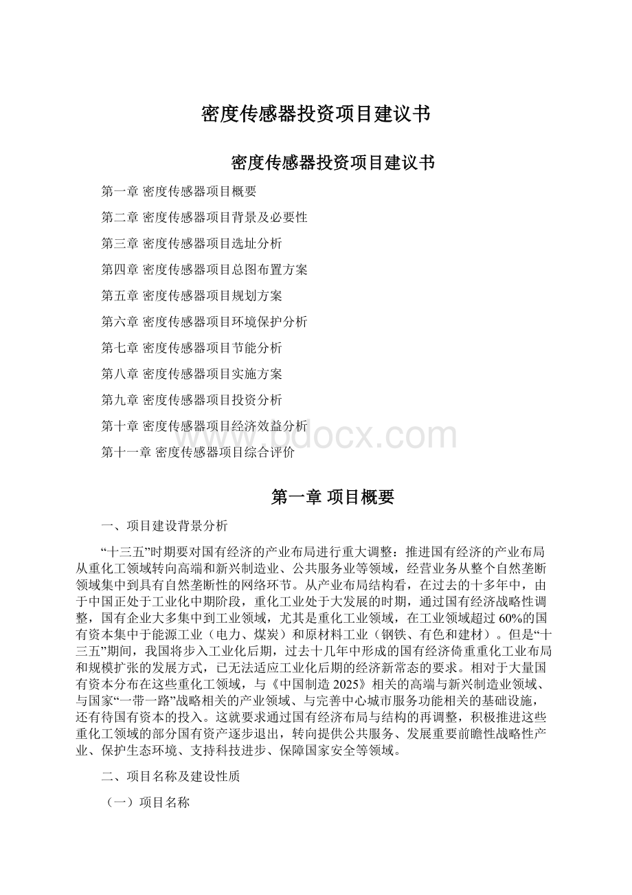 密度传感器投资项目建议书.docx