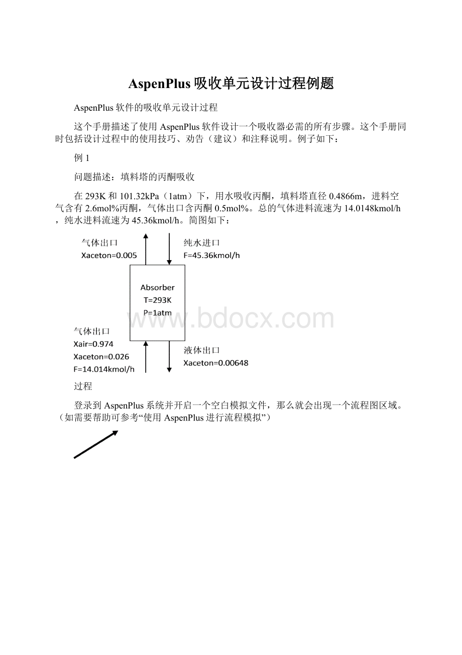 AspenPlus吸收单元设计过程例题Word文档格式.docx