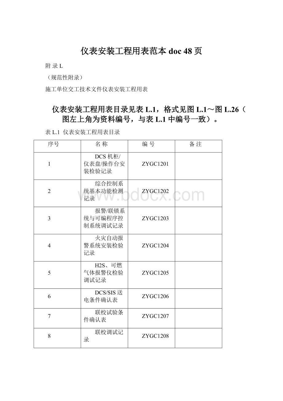 仪表安装工程用表范本doc 48页Word格式.docx_第1页