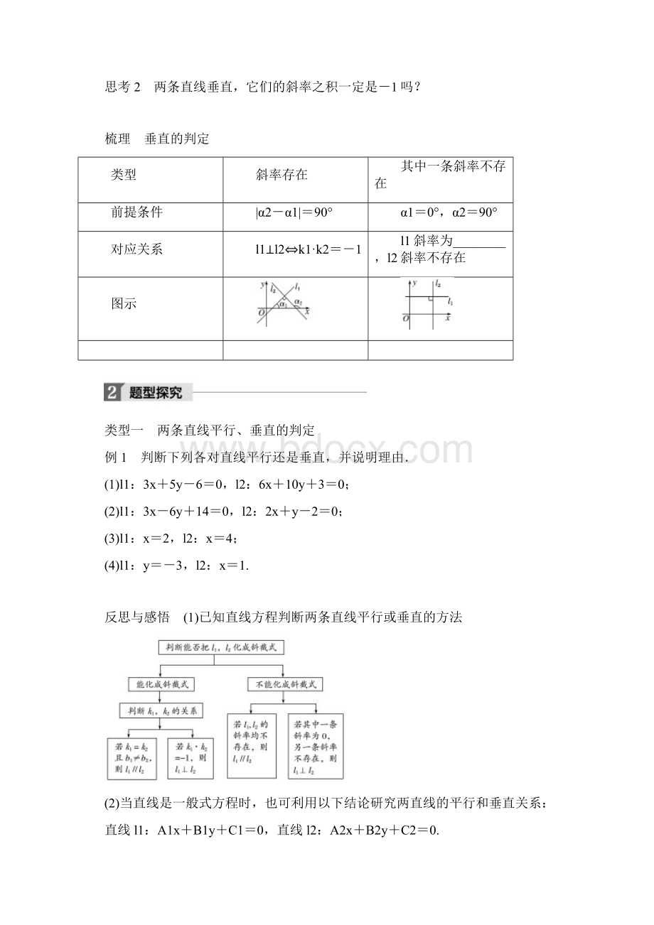 高中数学第二章解析几何初步13两条直线的位置关系学案北师大版文档格式.docx_第2页