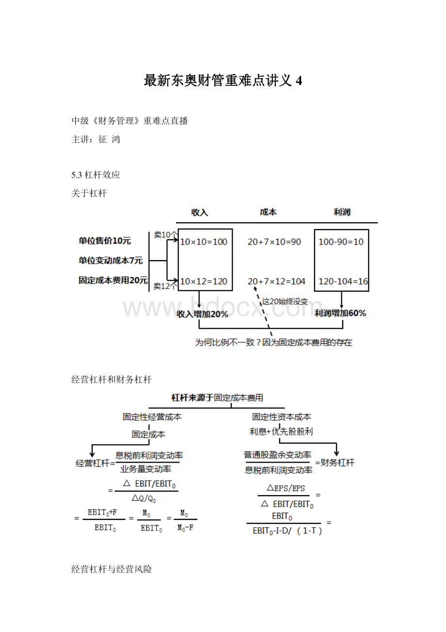 最新东奥财管重难点讲义4Word格式.docx