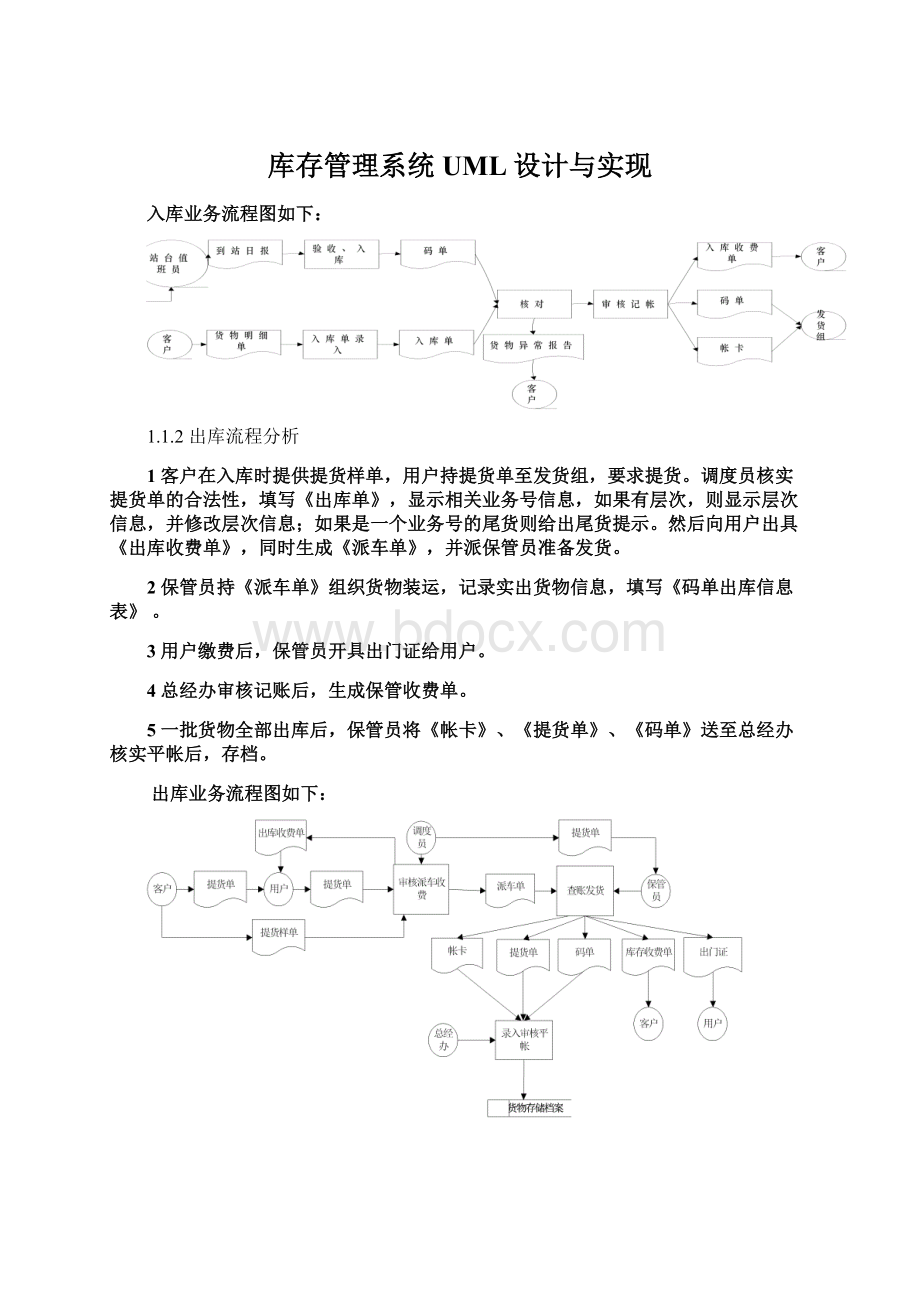 库存管理系统UML设计与实现Word文件下载.docx_第1页