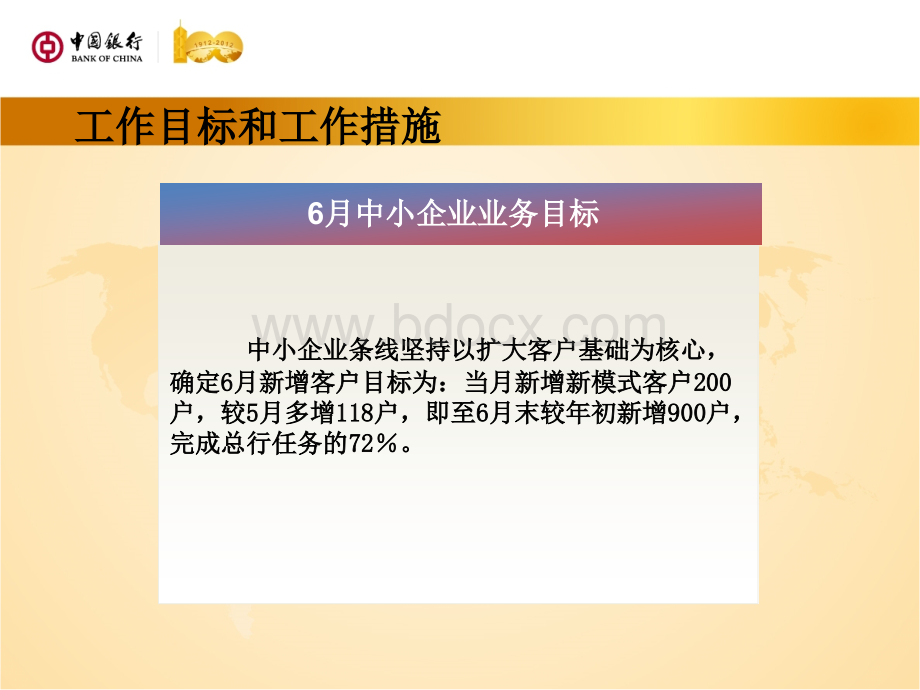 中国银行广东省分行公司与金融部2012年中小企业条线下阶段的业务目标和工作措施PPT格式课件下载.ppt_第3页