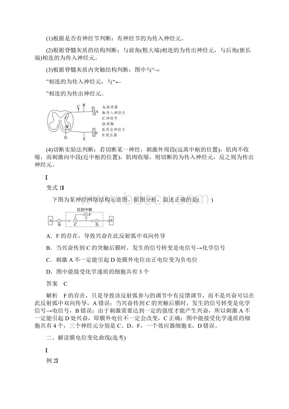 高中生物第二章动物生命活动的调节微专题重点突破二浙科版必修3.docx_第2页