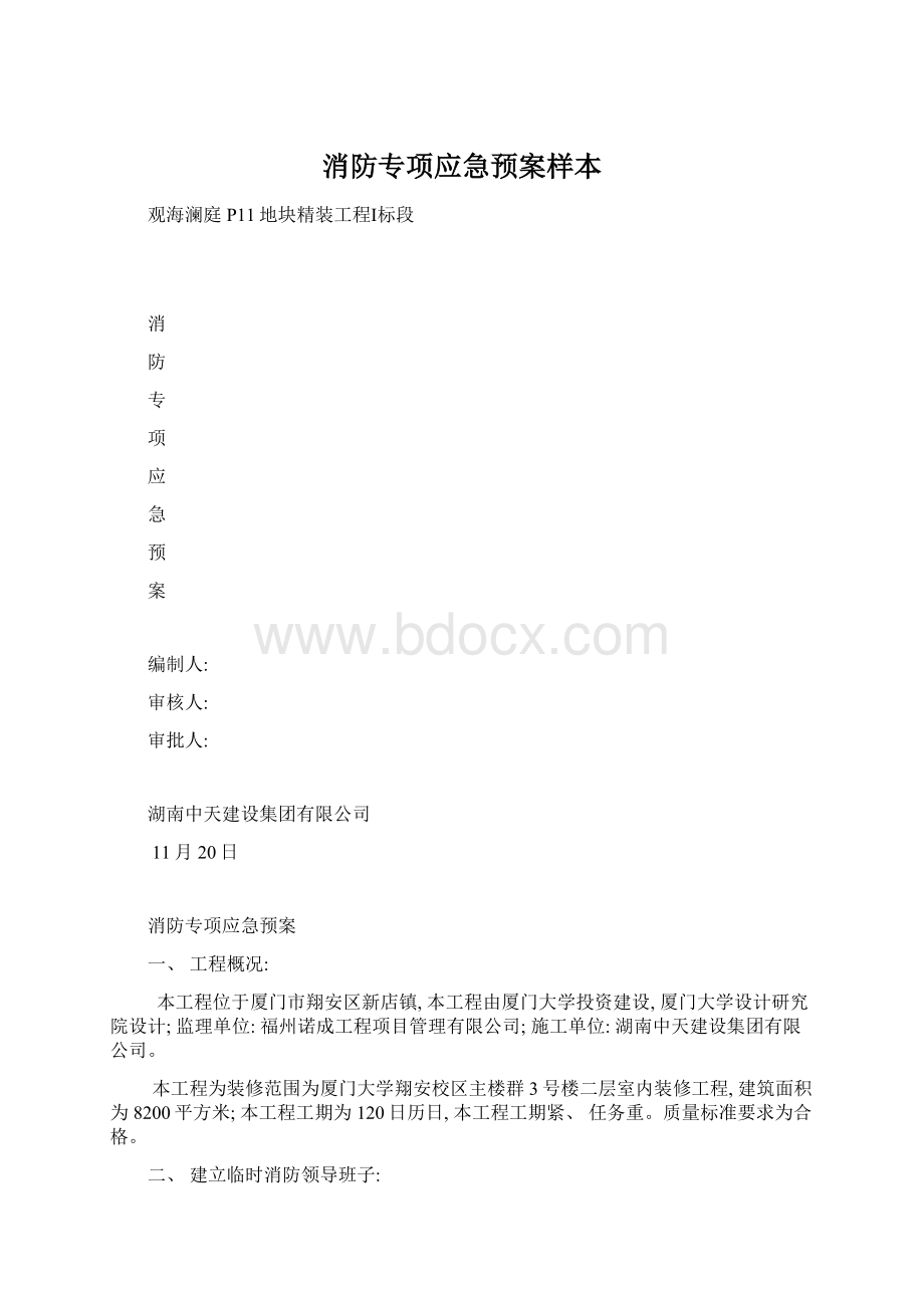 消防专项应急预案样本Word格式文档下载.docx