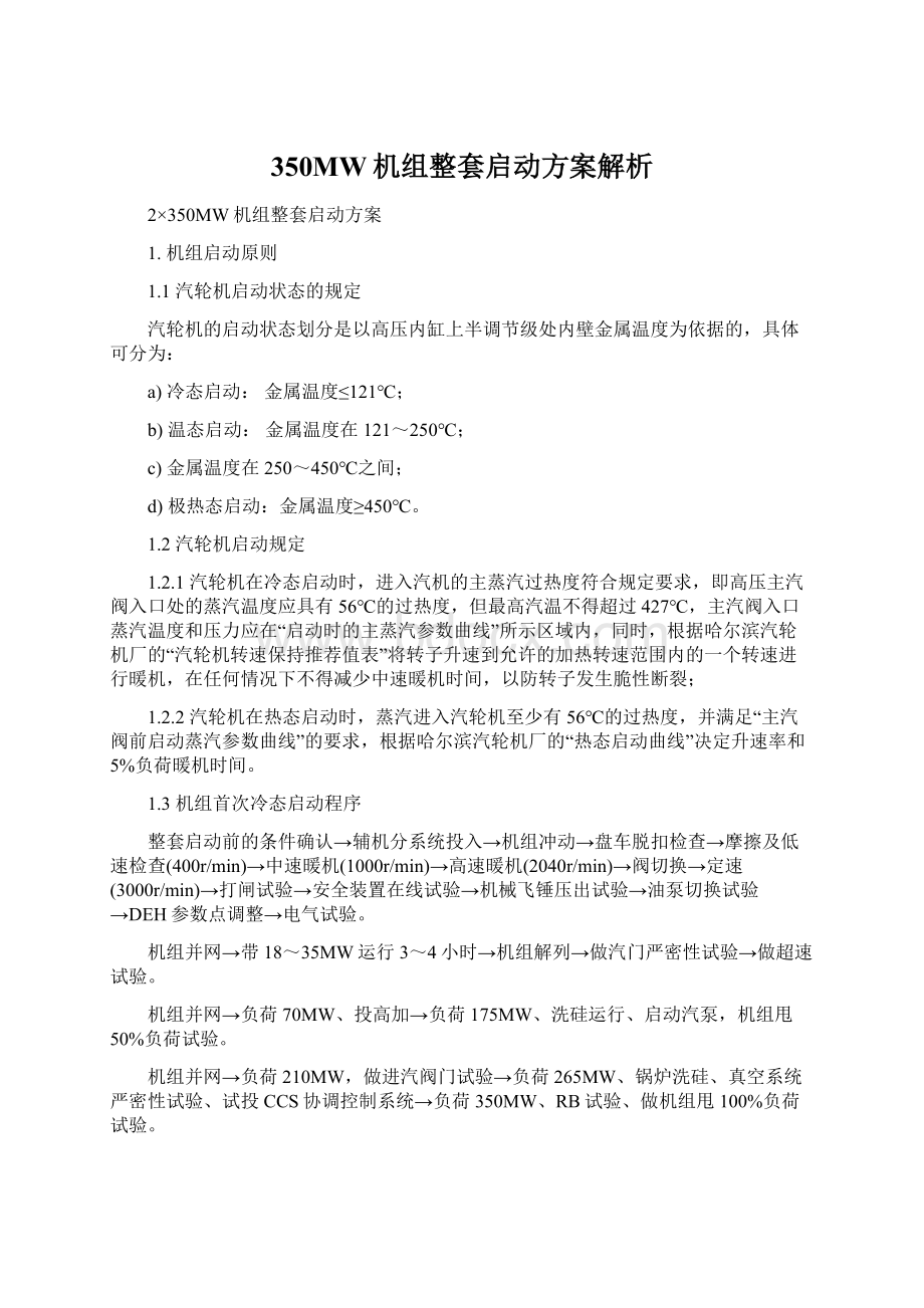 350MW机组整套启动方案解析.docx