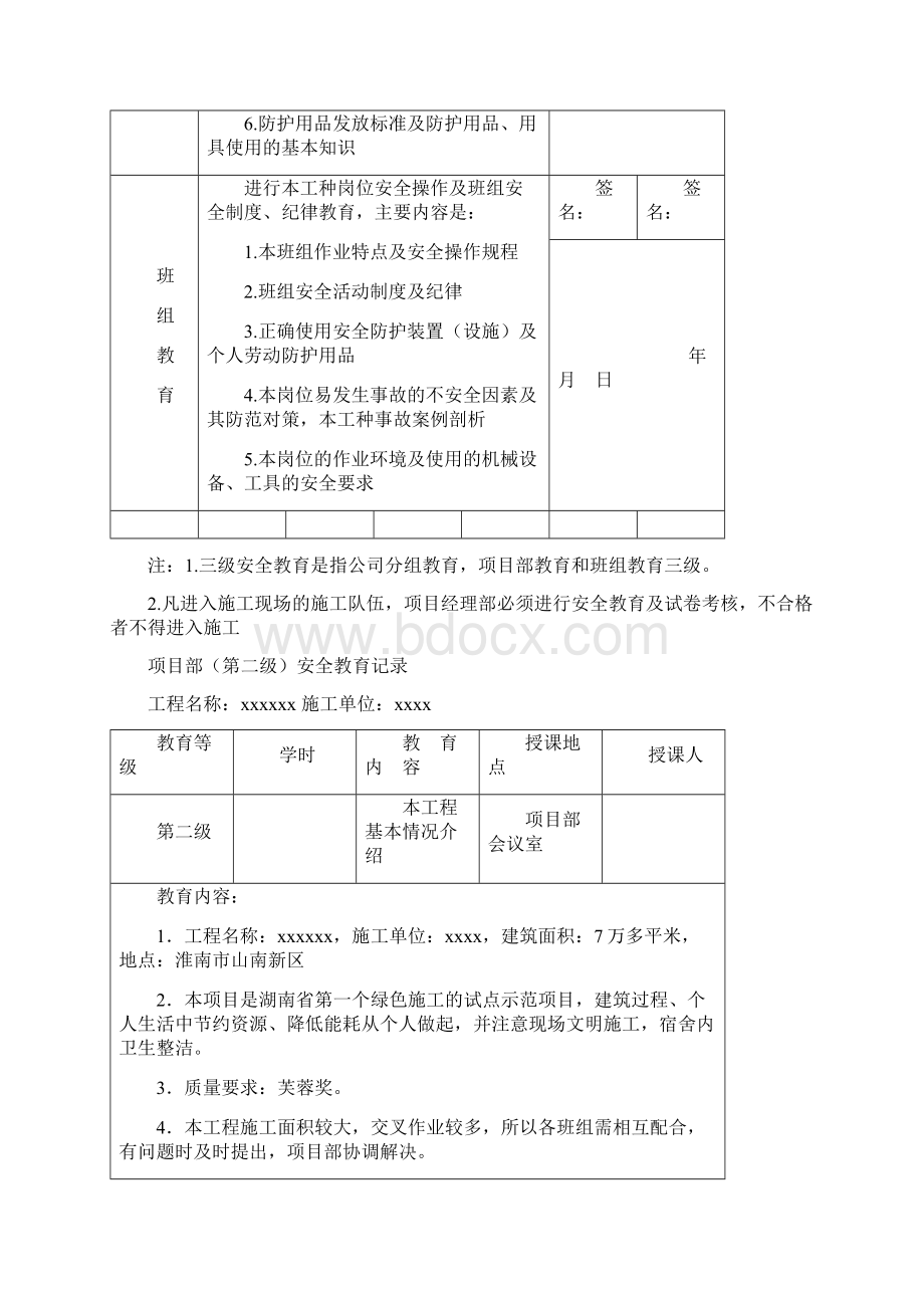 建筑企业三级安全教育记录及表格全.docx_第3页