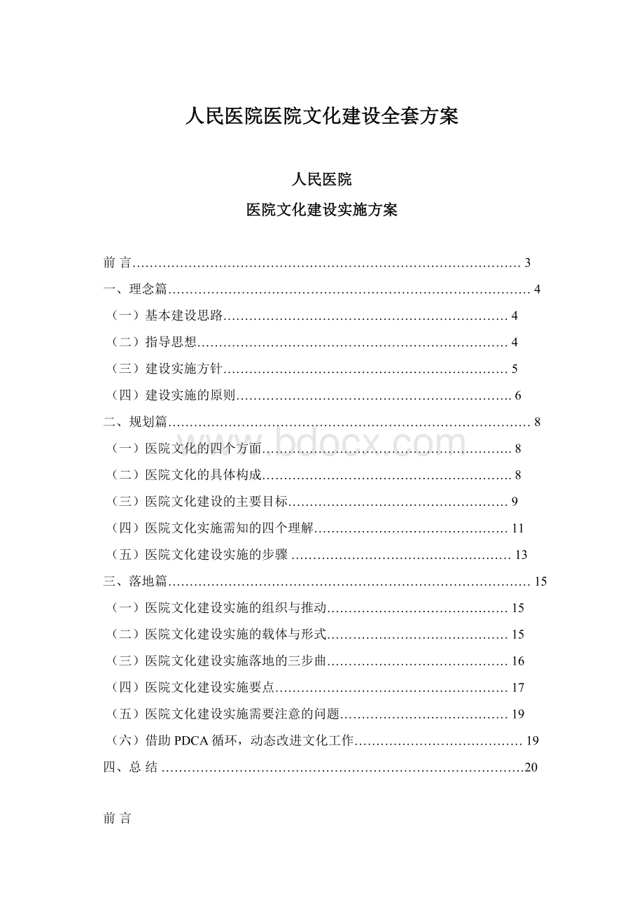 人民医院医院文化建设全套方案Word文档下载推荐.docx