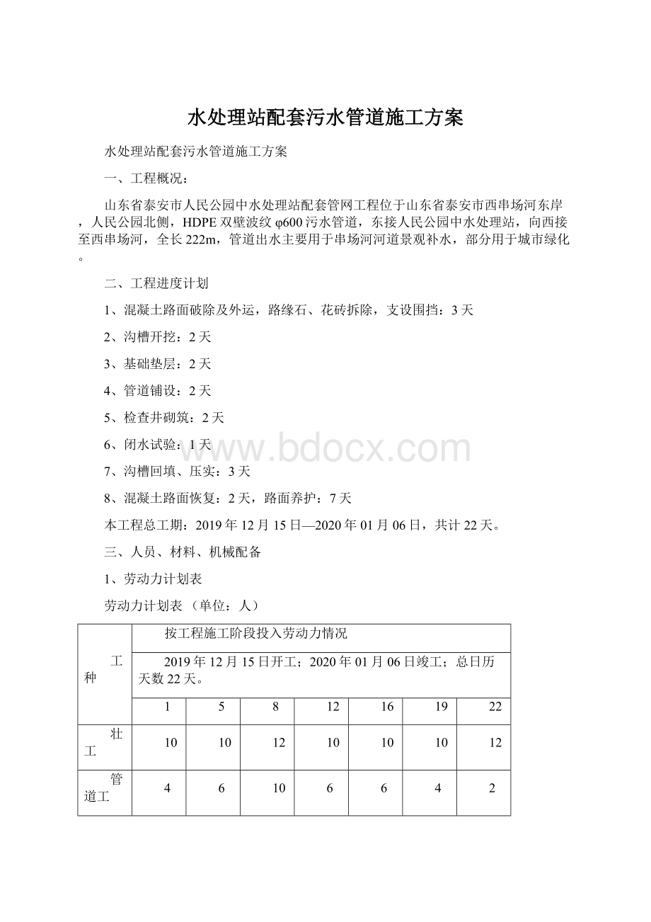 水处理站配套污水管道施工方案.docx