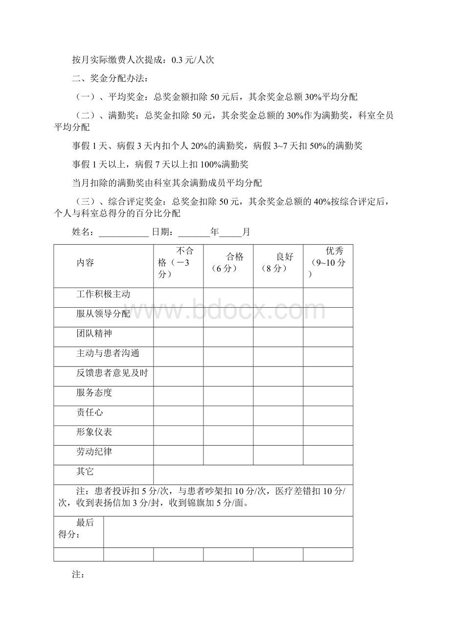 医院绩效考核奖金分配办法参考Word下载.docx_第3页