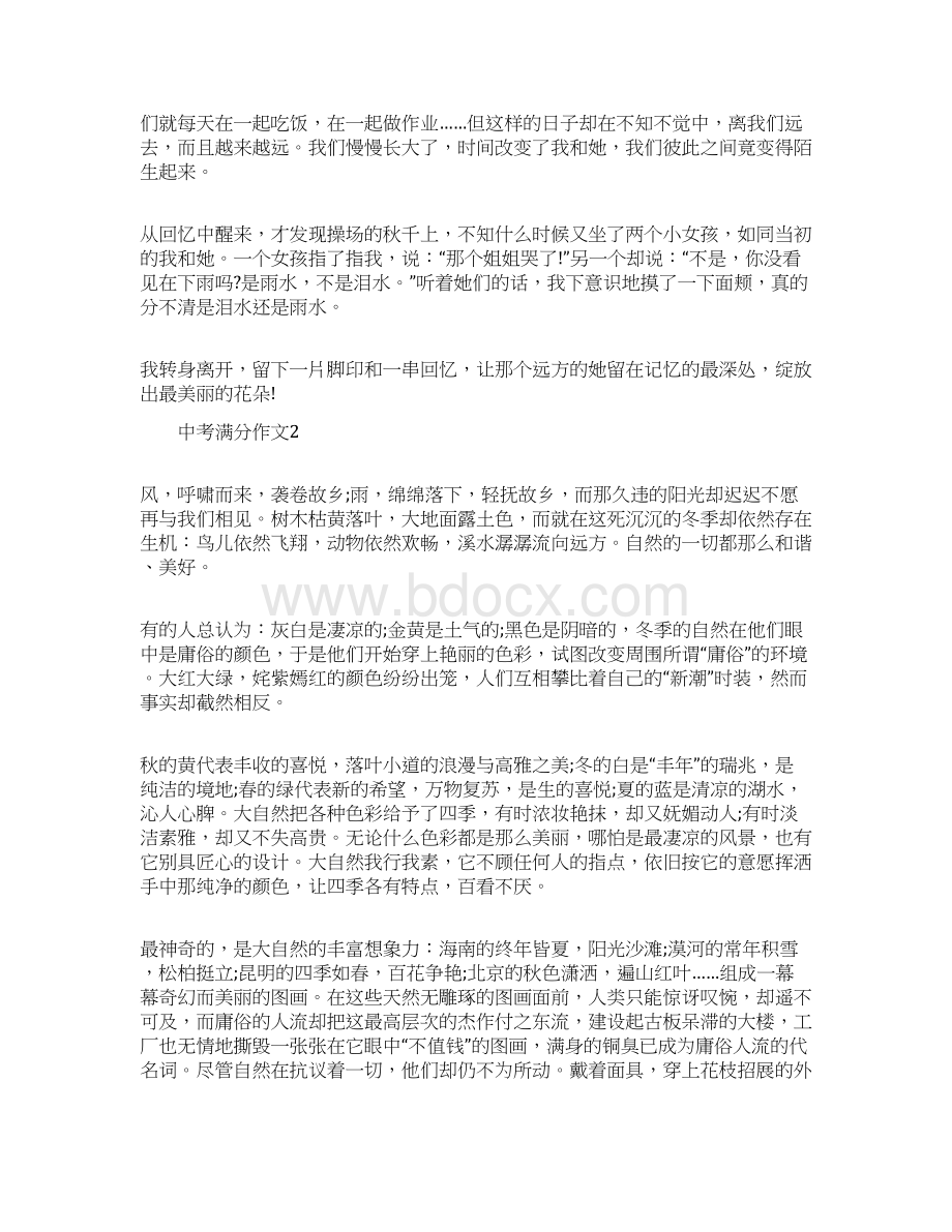 中考阅卷中的满分作文Word文档下载推荐.docx_第2页