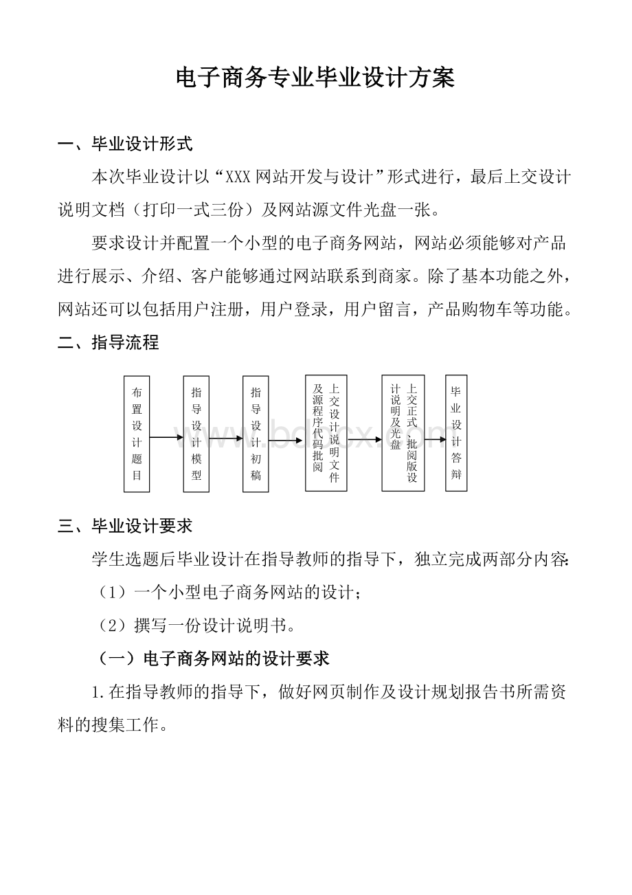 电子商务专业毕业设计指导方案.doc_第1页