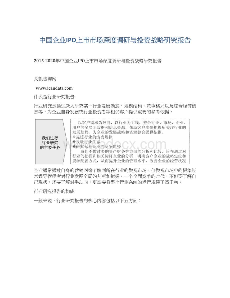 中国企业IPO上市市场深度调研与投资战略研究报告文档格式.docx