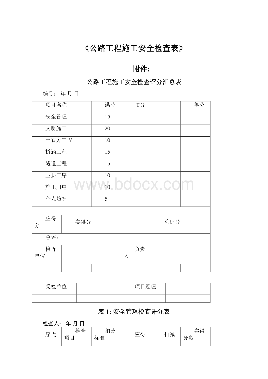 《公路工程施工安全检查表》.docx_第1页