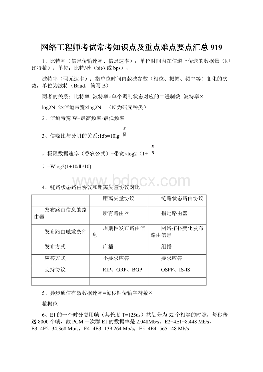 网络工程师考试常考知识点及重点难点要点汇总919.docx_第1页