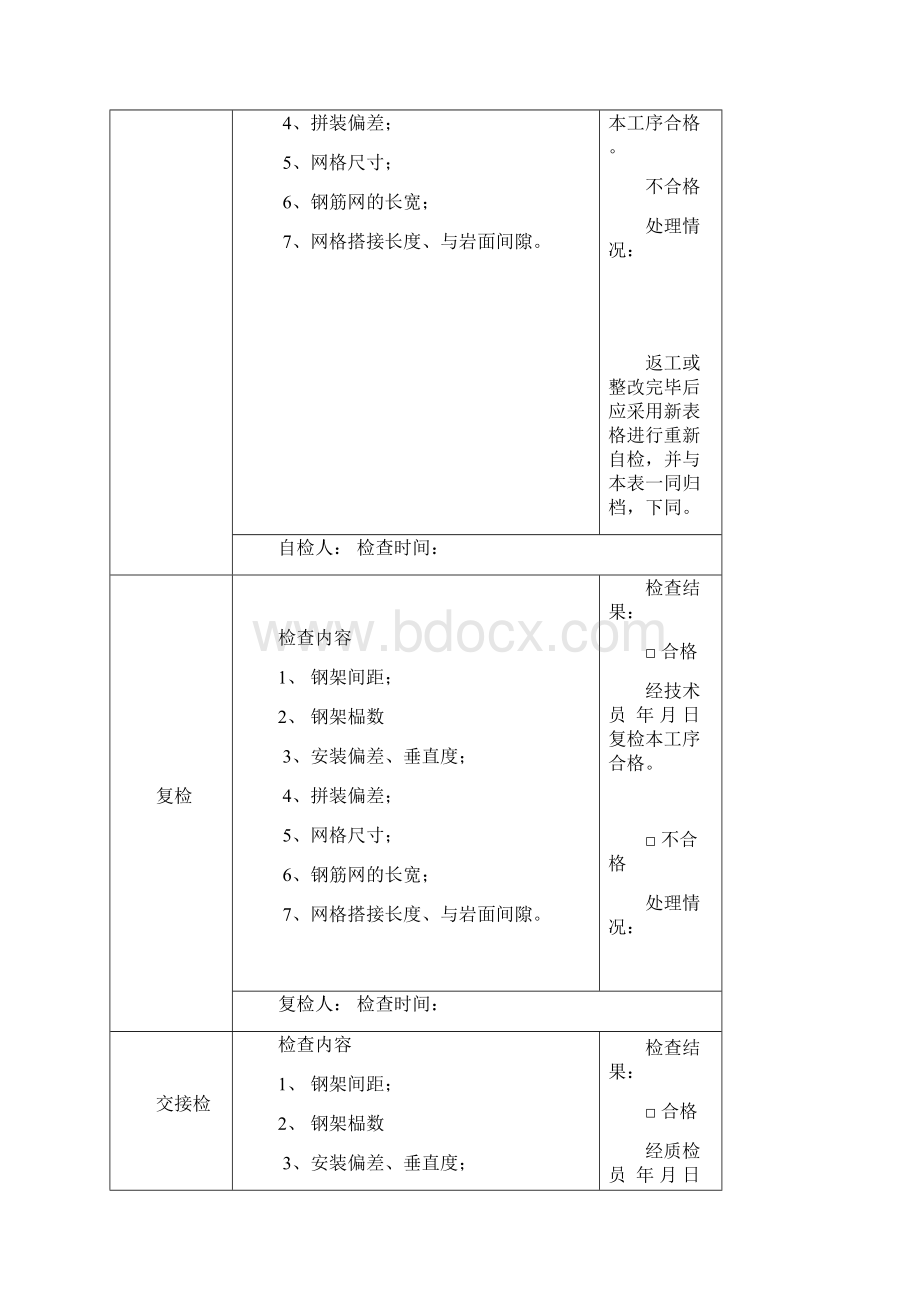 隧道施工三检记录表精选.docx_第3页