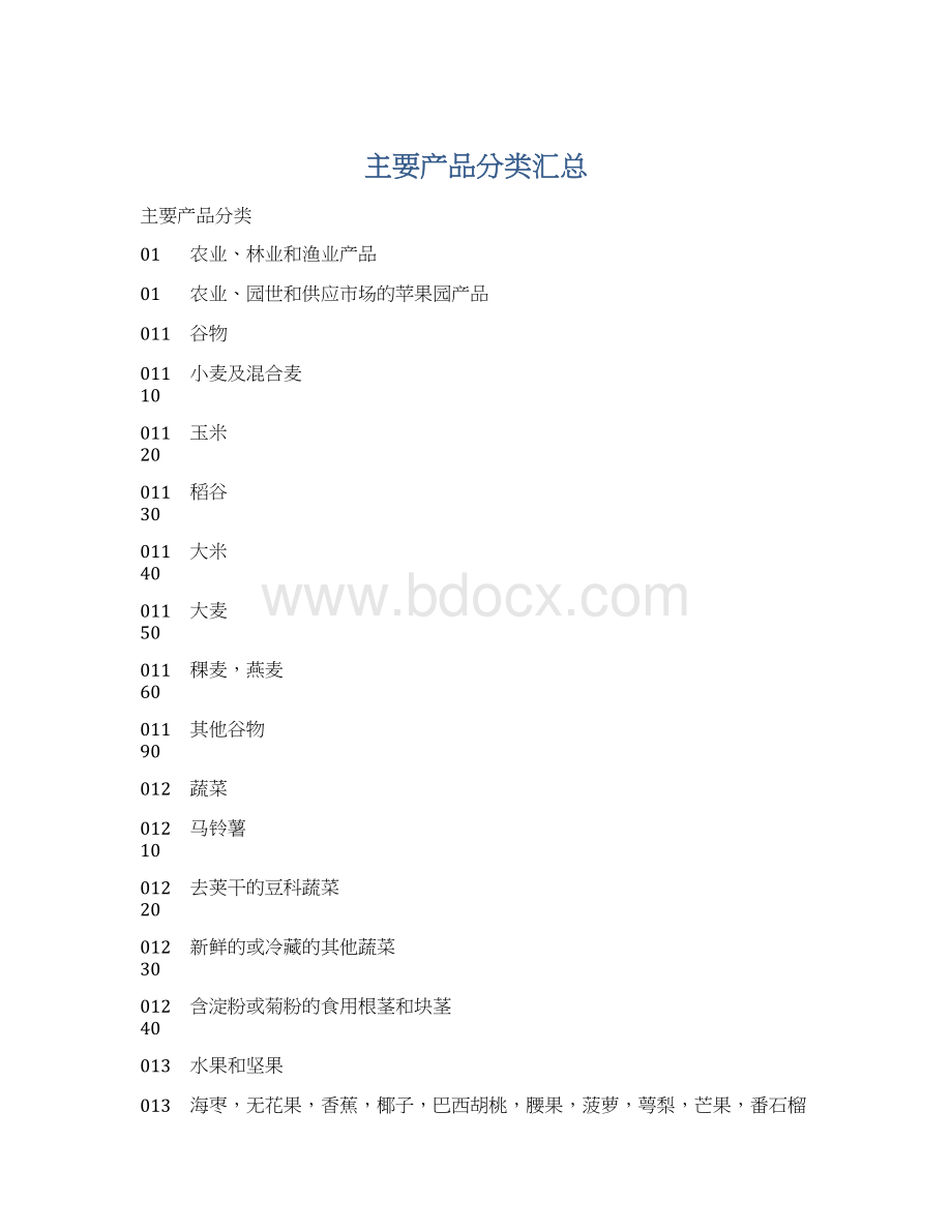 主要产品分类汇总文档格式.docx_第1页