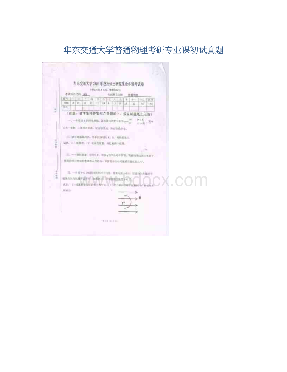 华东交通大学普通物理考研专业课初试真题.docx