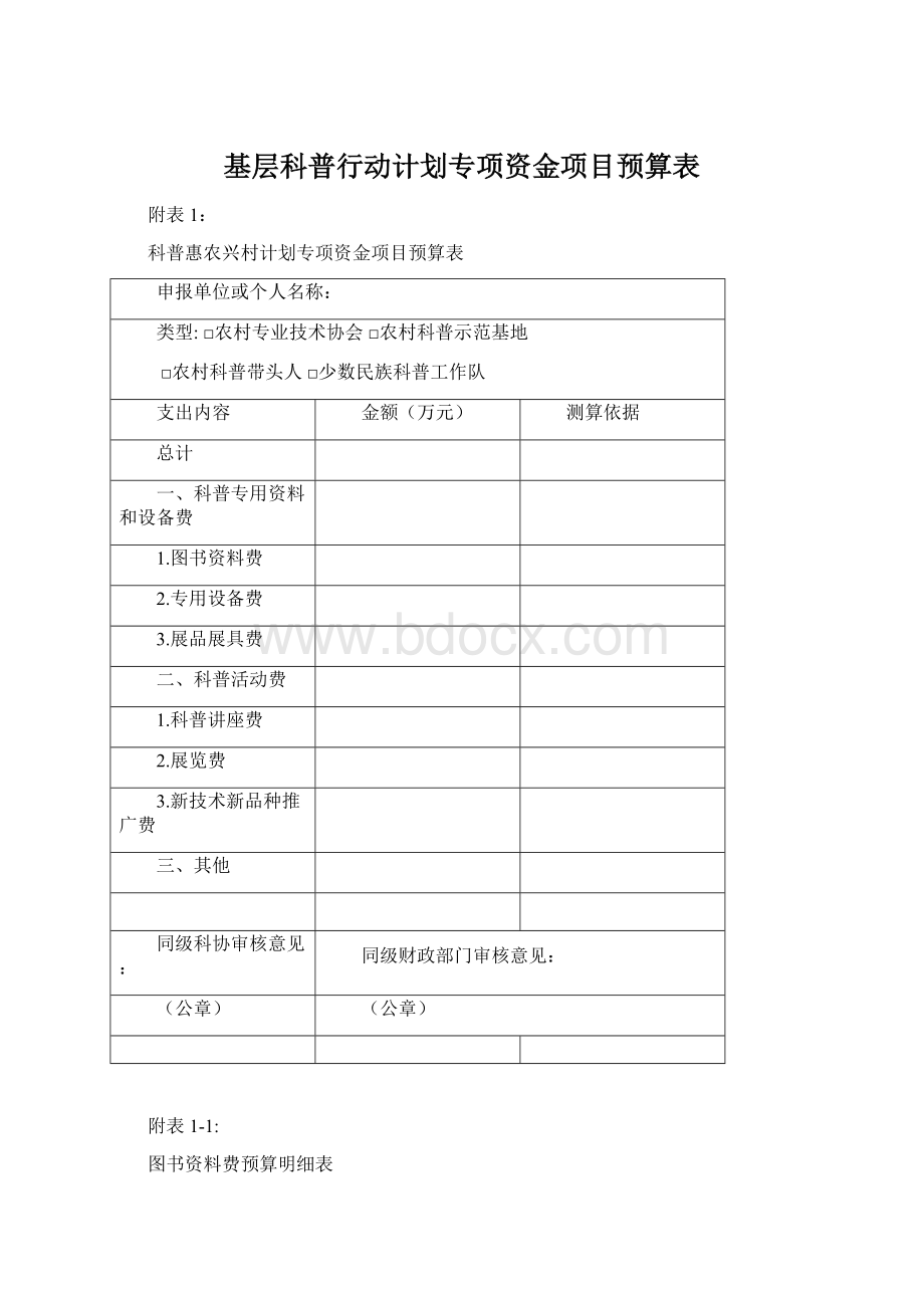 基层科普行动计划专项资金项目预算表.docx