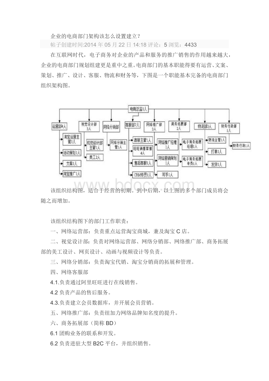 企业的电商部门架构该怎么设置建立文档格式.docx