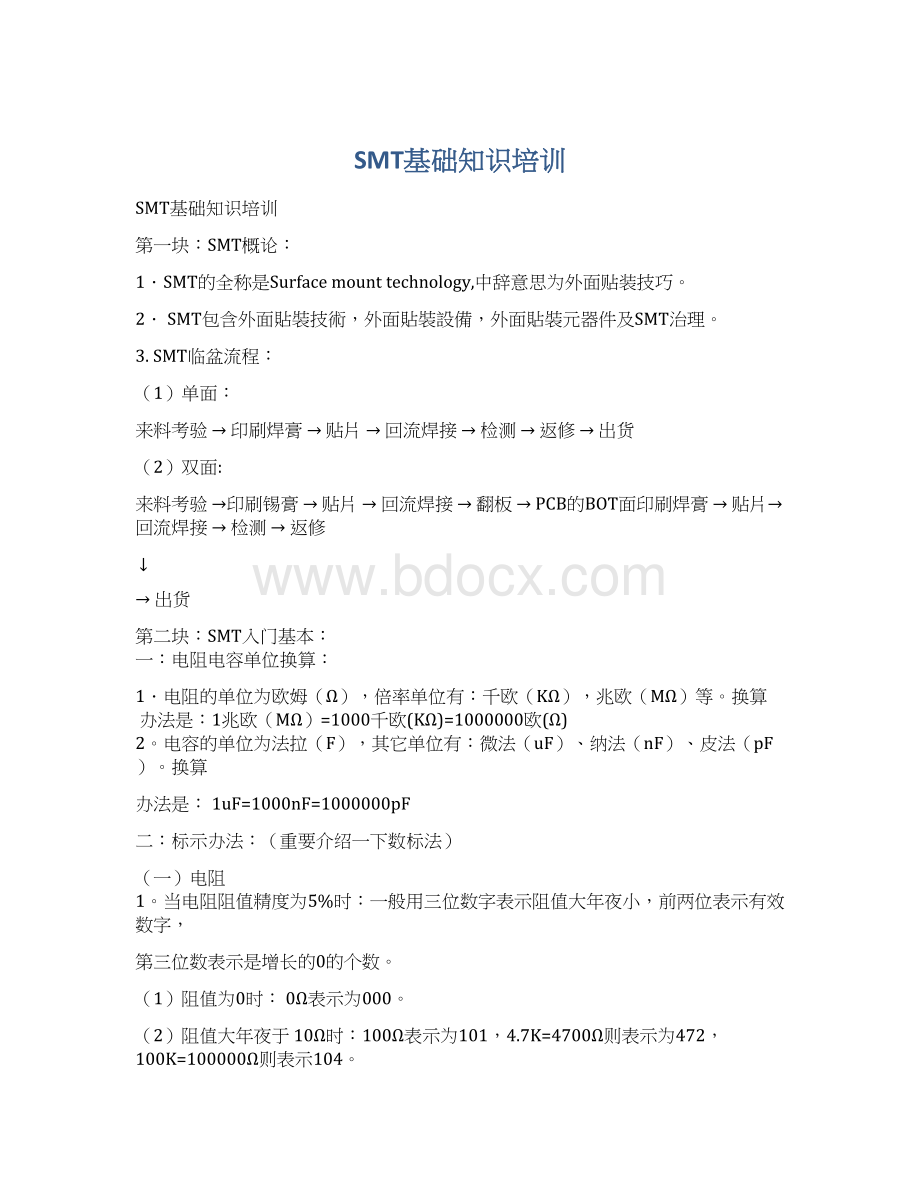 SMT基础知识培训Word格式文档下载.docx