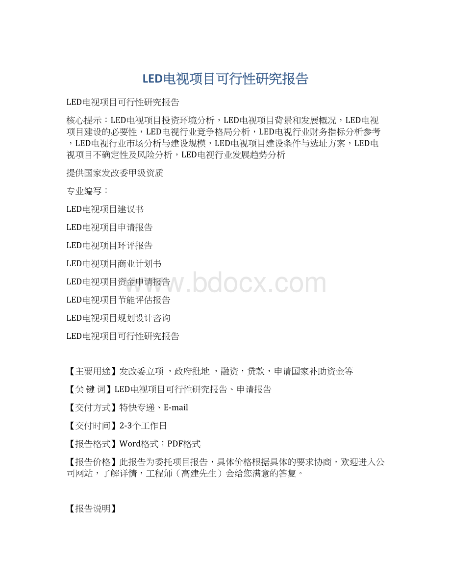 LED电视项目可行性研究报告.docx