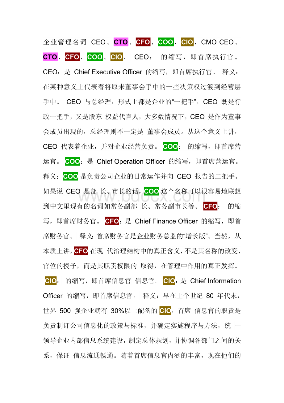 企业CEO术语.docx