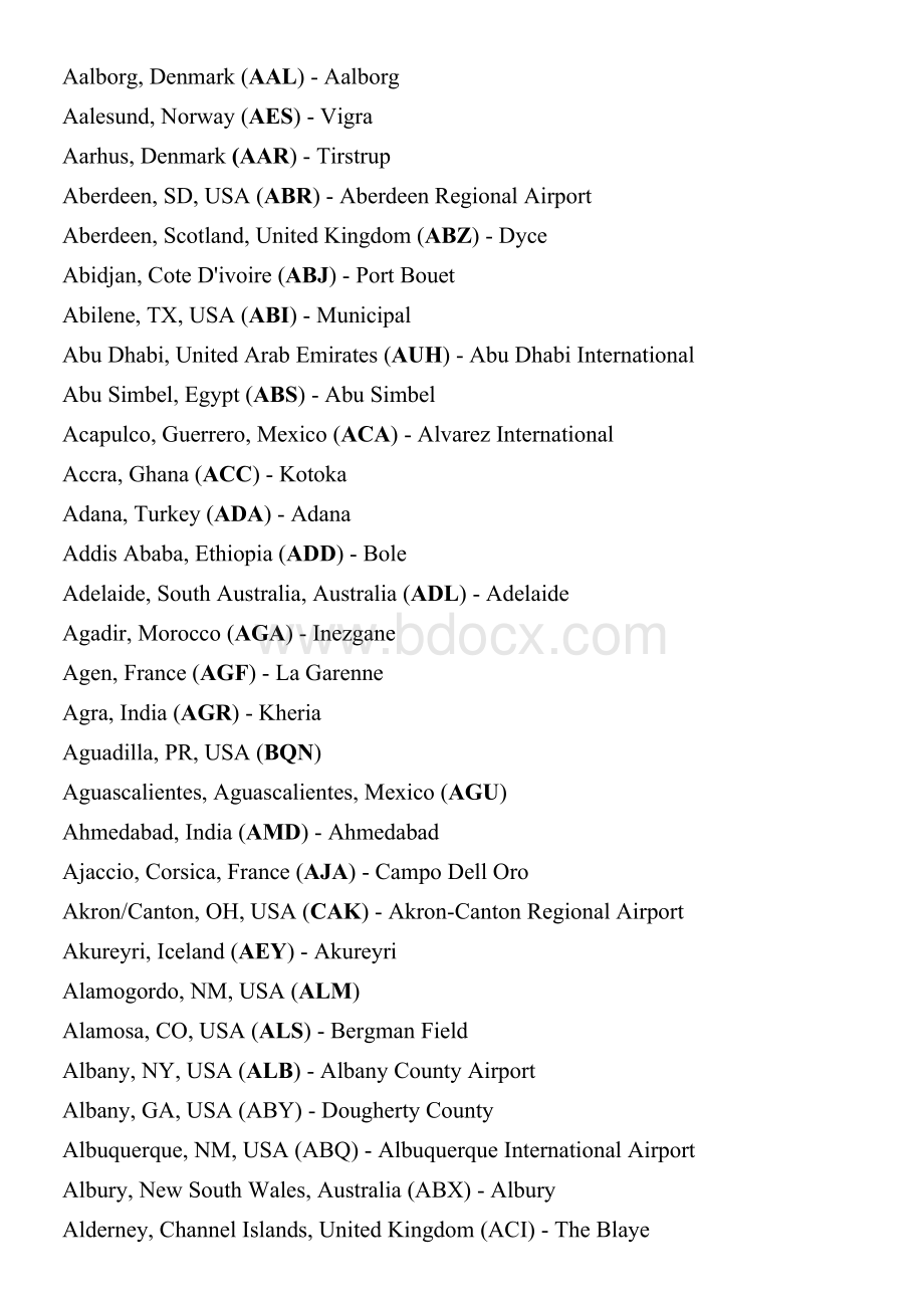 世界各国机场代码.doc_第1页