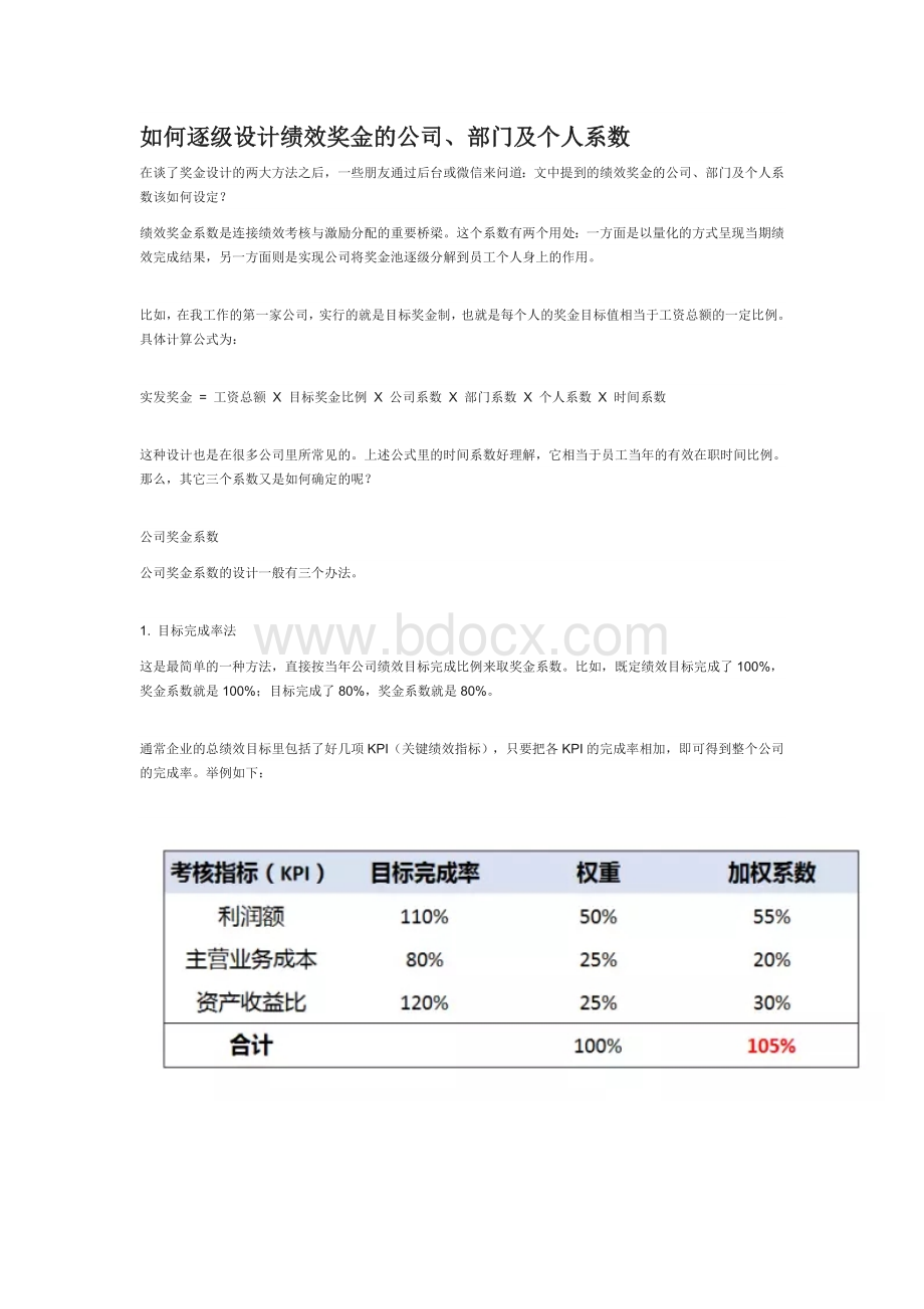 公司如何逐级设计绩效奖金Word格式.doc_第1页