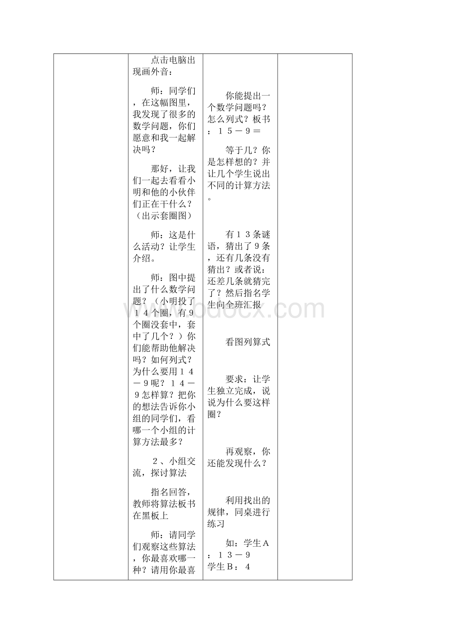 新课标人教版小学一级下册数学全册集体备课教学案表格式详解文档格式.docx_第3页