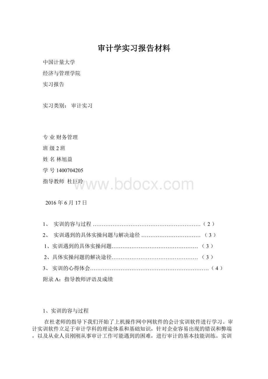 审计学实习报告材料.docx