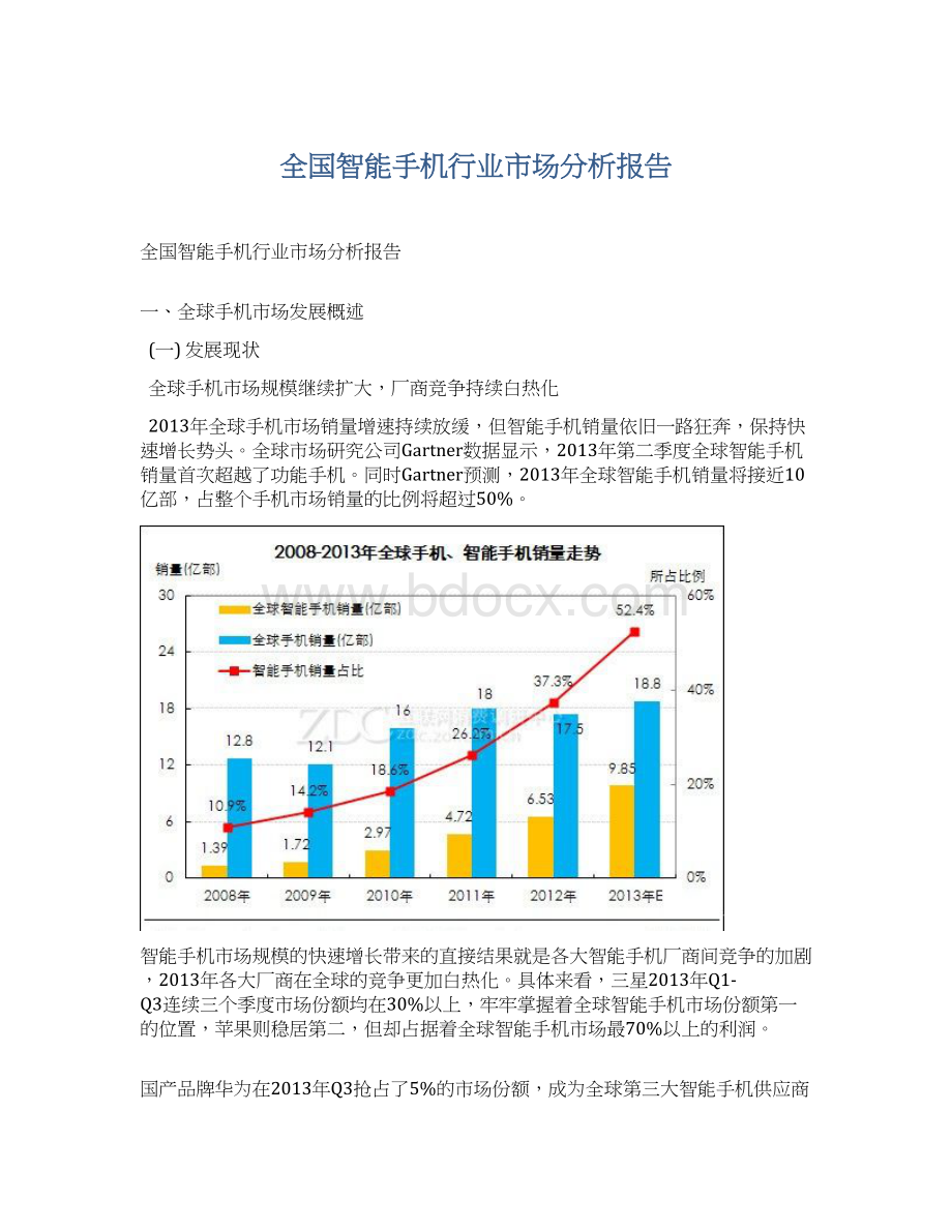 全国智能手机行业市场分析报告文档格式.docx_第1页