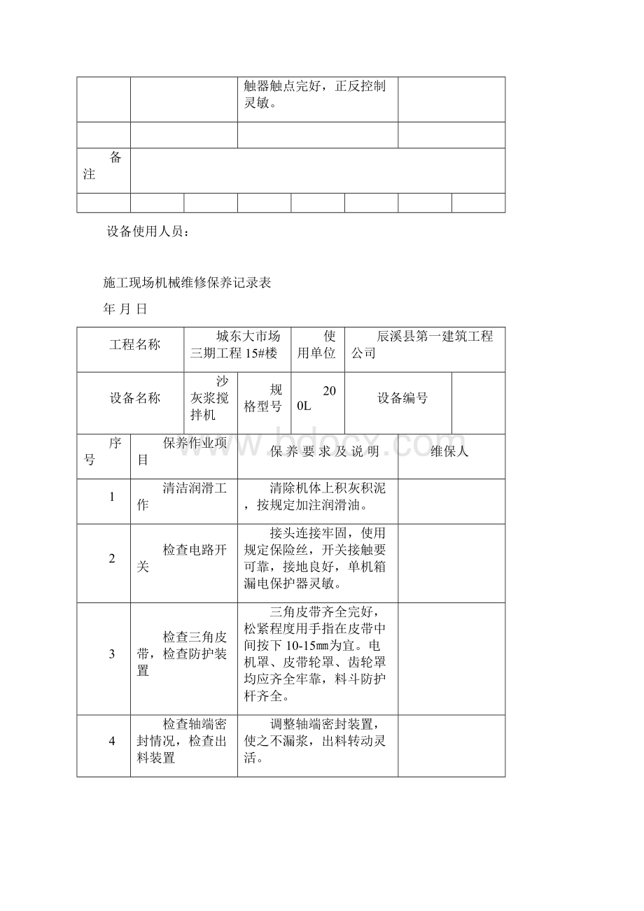 施工现场机械设备维修保养记录.docx_第3页