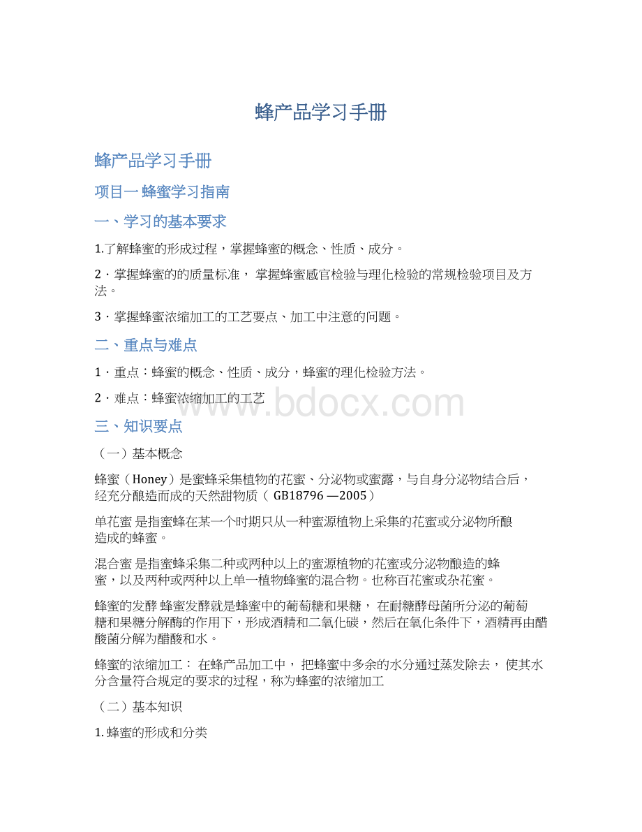 蜂产品学习手册Word下载.docx_第1页